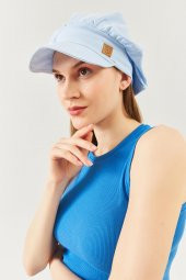 Bebe Mavi Kadın 4 Mevsim Pamuklu, Ultra Yumuşak Hafif, Terletmez, Tarz, Trend Kasket Vizyerli Penye Şapka - 5