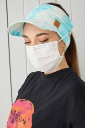 Batik Yetişkin Genç Maske Takılabilir Tenis Yazlık vizör spor şapka yumuşak pamuklu Penye - 1