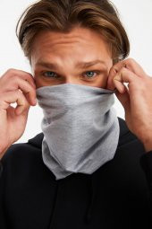 Açık Gri Erkek 4 fonksiyonlu Koruyucu Pamuklu, Esnek, Terletmez, Bandana, Boyunluk, Buff, Maske - 1