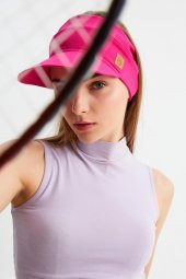 Kadın Fuşya UV Korumalı Katlanabilir Üstü Açık Yumuşak Siperli %100 Pamuklu Penye Tenis Vizör Şapka - 5