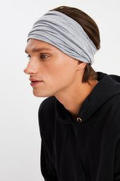 Açık Gri Erkek 4 fonksiyonlu Koruyucu Pamuklu, Esnek, Terletmez, Bandana, Boyunluk, Buff, Maske - 2