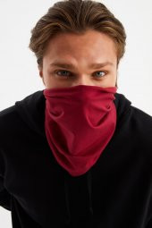 Bordo Erkek 4 fonksiyonlu Koruyucu Pamuklu, Esnek, Terletmez, Bandana, Boyunluk, Buff, Maske - 3