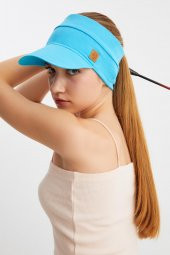 Beyaz - Aqua UV Korumalı Katlanır Üstü Açık Yumuşak Siperli %100 Pamuklu Penye Tenis Vizör Şapka 2^li Set - 7