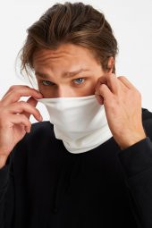 Beyaz Erkek 4 fonksiyonlu Koruyucu Pamuklu, Esnek, Terletmez, Bandana, Boyunluk, Buff, Maske - 3