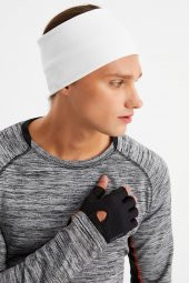 Beyaz Erkek Pamuklu Termal, Kaymaz, Terletmez, Ultra Hafif, Spor Saç Bandı Bandana Buff - 2