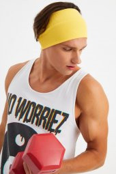 Sarı Erkek Pamuklu Kaşkorse, Kaymaz, Terletmez, Ultra Hafif, Spor Saç Bandı Bandana Buff - 1