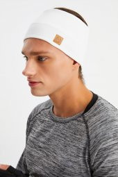 Beyaz Erkek Pamuklu Termal, Kaymaz, Terletmez, Ultra Hafif, Spor Saç Bandı Bandana Buff - 3