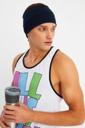 Lacivert Erkek Pamuklu Kaşkorse, Kaymaz, Terletmez, Ultra Hafif, Spor Saç Bandı Bandana Buff - 4