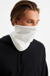 Beyaz Erkek 4 fonksiyonlu Koruyucu Pamuklu, Esnek, Terletmez, Bandana, Boyunluk, Buff, Maske - 4