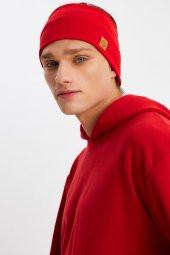 Kırmızı Erkek Pamuklu Kaşkorse, Kaymaz, Terletmez, Ultra Hafif, Spor Saç Bandı Bandana Buff - 1