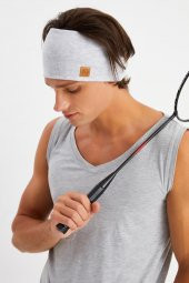 Açık Gri Erkek Pamuklu Kaşkorse, Kaymaz, Terletmez, Ultra Hafif, Spor Saç Bandı Bandana Buff - 1