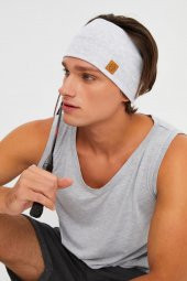 Açık Gri Erkek Pamuklu Kaşkorse, Kaymaz, Terletmez, Ultra Hafif, Spor Saç Bandı Bandana Buff - 2