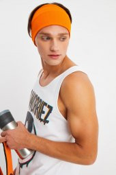 Turuncu Erkek Pamuklu Kaşkorse, Kaymaz, Terletmez, Ultra Hafif, Spor Saç Bandı Bandana Buff - 3