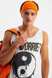 Turuncu Erkek Pamuklu Kaşkorse, Kaymaz, Terletmez, Ultra Hafif, Spor Saç Bandı Bandana Buff - 4