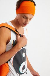 Turuncu Erkek Pamuklu Kaşkorse, Kaymaz, Terletmez, Ultra Hafif, Spor Saç Bandı Bandana Buff - 6