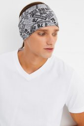 Gri Erkek Pamuklu Penye, Kaymaz, Ultra Hafif, Spor Geniş Saç Bandı Bandana Buff - 1