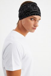 Siyah-melanj Erkek Pamuklu Penye, Kaymaz, Ultra Hafif, Spor Geniş Saç Bandı Bandana Buff - 1