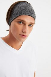 Füme Erkek Pamuklu Penye, Kaymaz, Ultra Hafif, Spor Geniş Saç Bandı Bandana Buff - 1