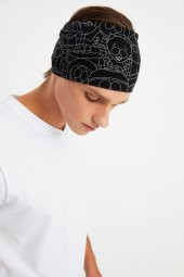 Siyah-melanj Erkek Pamuklu Penye, Kaymaz, Ultra Hafif, Spor Geniş Saç Bandı Bandana Buff - 2