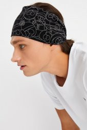 Siyah-melanj Erkek Pamuklu Penye, Kaymaz, Ultra Hafif, Spor Geniş Saç Bandı Bandana Buff - 3