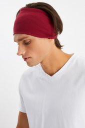 Bordo Erkek Pamuklu Penye, Kaymaz, Ultra Hafif, Spor Geniş Saç Bandı Bandana Buff - 3