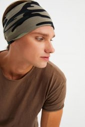 Kamuflaj Erkek Pamuklu Penye, Kaymaz, Ultra Hafif, Spor Geniş Saç Bandı Bandana Buff - 4