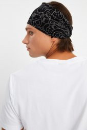 Siyah-melanj Erkek Pamuklu Penye, Kaymaz, Ultra Hafif, Spor Geniş Saç Bandı Bandana Buff - 5