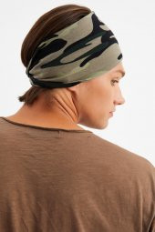 Kamuflaj Erkek Pamuklu Penye, Kaymaz, Ultra Hafif, Spor Geniş Saç Bandı Bandana Buff - 6
