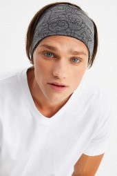 Füme Erkek Pamuklu Penye, Kaymaz, Ultra Hafif, Spor Geniş Saç Bandı Bandana Buff - 3