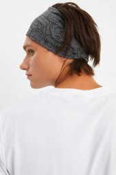 Füme Erkek Pamuklu Penye, Kaymaz, Ultra Hafif, Spor Geniş Saç Bandı Bandana Buff - 4