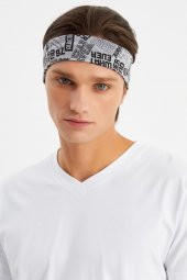 Gri Erkek Pamuklu Penye, Kaymaz, Terletmez, Ultra Hafif, Spor Saç Bandı Bandana - 1