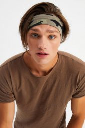 Kamuflaj Erkek Pamuklu Penye, Kaymaz, Terletmez, Ultra Hafif, Spor Saç Bandı Bandana - 1