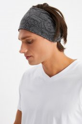 Füme Erkek Pamuklu Penye, Kaymaz, Ultra Hafif, Spor Geniş Saç Bandı Bandana Buff - 5