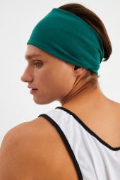 Zümrüt Yeşil Erkek Pamuklu Penye, Kaymaz, Ultra Hafif, Spor Geniş Saç Bandı Bandana Buff - 5