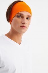 Turuncu Erkek Pamuklu Penye, Kaymaz, Ultra Hafif, Spor Geniş Saç Bandı Bandana Buff - 2
