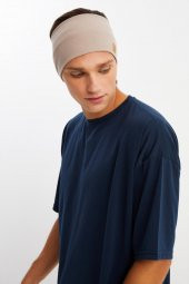 Bej Erkek Pamuklu Kaşkorse, Kaymaz, Terletmez, Ultra Hafif, Spor Saç Bandı Bandana Buff - 3