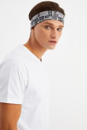 Gri Erkek Pamuklu Penye, Kaymaz, Terletmez, Ultra Hafif, Spor Saç Bandı Bandana - 3