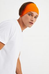 Turuncu Erkek Pamuklu Penye, Kaymaz, Ultra Hafif, Spor Geniş Saç Bandı Bandana Buff - 5