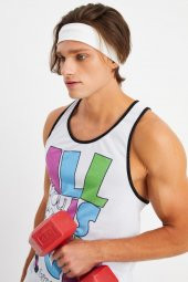 Beyaz Erkek Pamuklu Penye, Kaymaz, Terletmez, Ultra Hafif, Spor Saç Bandı Bandana - 1