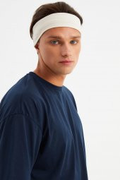 Bej Erkek Pamuklu Penye, Kaymaz, Terletmez, Ultra Hafif, Spor Saç Bandı Bandana - 3