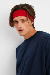 Kırmızı Erkek Pamuklu Penye, Kaymaz, Terletmez, Ultra Hafif, Spor Saç Bandı Bandana - 1