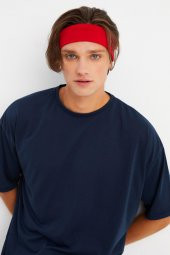 Kırmızı Erkek Pamuklu Penye, Kaymaz, Terletmez, Ultra Hafif, Spor Saç Bandı Bandana - 3