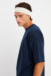 Bej Erkek Pamuklu Penye, Kaymaz, Terletmez, Ultra Hafif, Spor Saç Bandı Bandana - 4