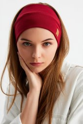 Beyaz-Bordo 2'li Pamuklu Termal, Kaymaz, Terletmez, Ultra Hafif, Spor Saç Bandı Bandana Buff - 5