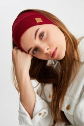 Beyaz-Bordo 2'li Pamuklu Termal, Kaymaz, Terletmez, Ultra Hafif, Spor Saç Bandı Bandana Buff - 7