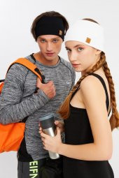Siyah-Beyaz 2^li Pamuklu Kaşkorse, Kaymaz, Terletmez, Ultra Hafif, Spor Saç Bandı Bandana Buff - 1