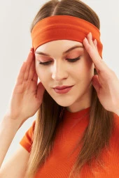 Kiremit Kadın Pamuklu Penye, Kaymaz, Terletmez, Ultra Hafif, Spor Saç Bandı Bandana Trendy Renkler - 1