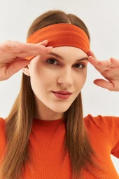 Kiremit Kadın Pamuklu Penye, Kaymaz, Terletmez, Ultra Hafif, Spor Saç Bandı Bandana Trendy Renkler - 2