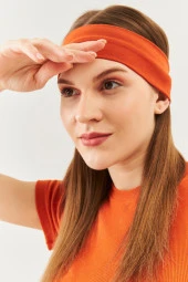 Kiremit Kadın Pamuklu Penye, Kaymaz, Terletmez, Ultra Hafif, Spor Saç Bandı Bandana Trendy Renkler - 4