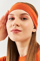 Kiremit Kadın Pamuklu Penye, Kaymaz, Terletmez, Ultra Hafif, Spor Saç Bandı Bandana Trendy Renkler - 6